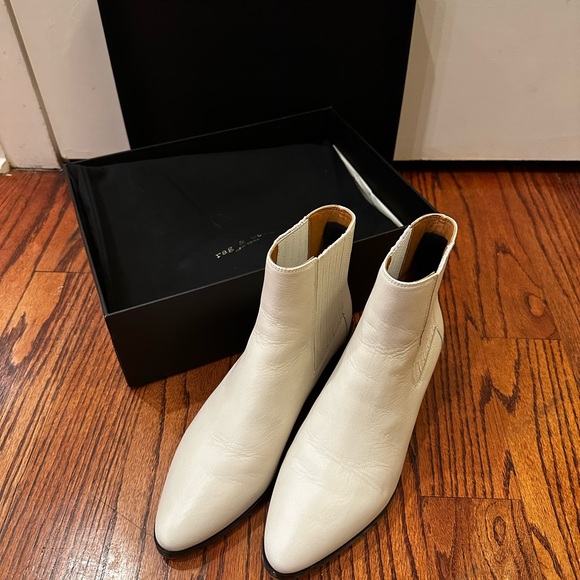 rag & bone Shoes - rag & bone White Leather Ankle Boots